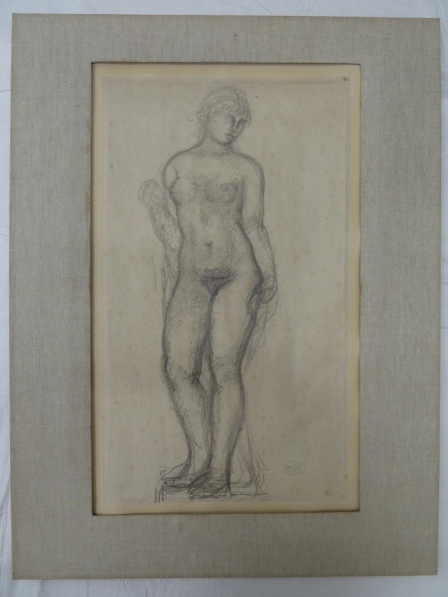 Aristide Maillol - Femme nue, debout, les deux bras contre le corps, tenant une ...