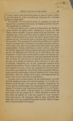Guillaume Apollinaire - Mercure de France - I-XII-1918. p. 385 à 396, L'Esprit n...