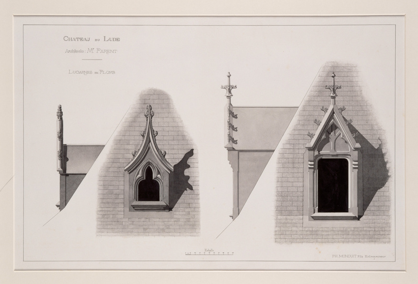 Maison Monduit - Deux modèles de lucarnes en plomb, château du Lude