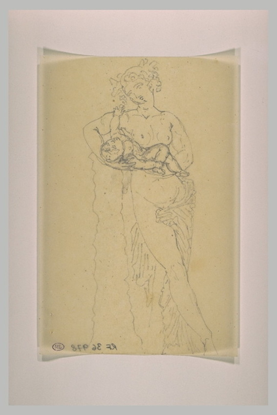 Eugène Guillaume - Ménade tenant l'enfant Bacchus dans ses bras, vu de face