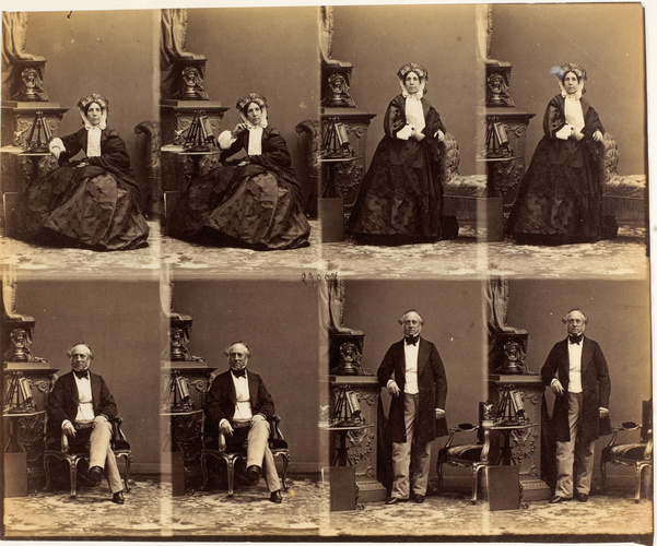 André Adolphe Eugène Disdéri - M. et Me. Tinling en huit poses, quatre monsieur,...