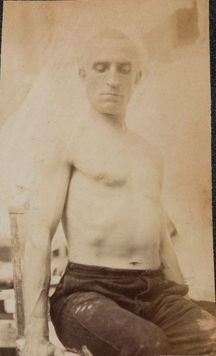 Jacques Lalaing de - Modèle masculin torse nu assis de trois quart
