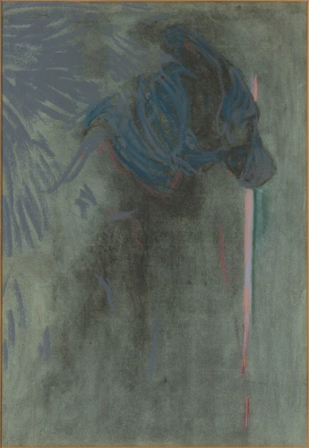 Alphonse Mucha - Crépuscule : personnage en bleu