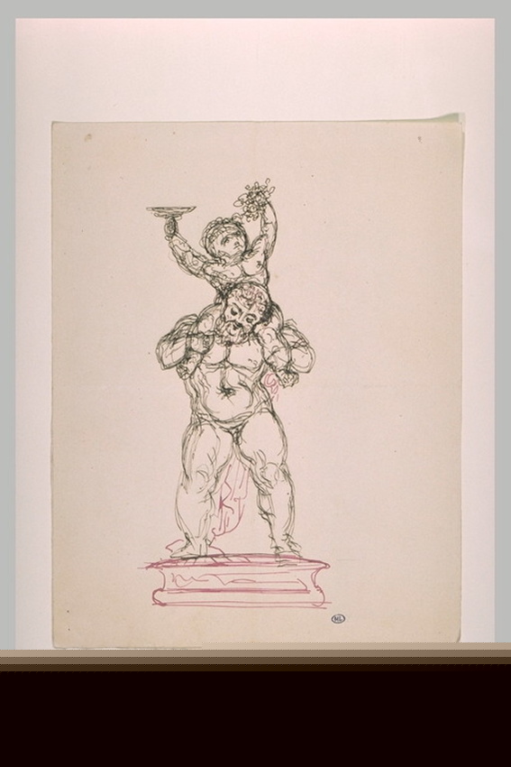 Eugène Guillaume - Silène portant sur ses épaules le jeune Bacchus, brandissant ...