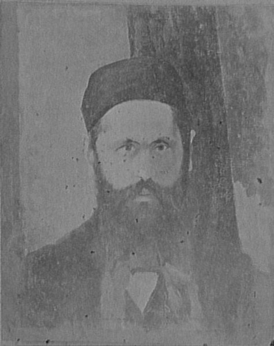 Anonyme - Photographie d'une peinture de Carlo Bugatti : portrait d'un homme bar...