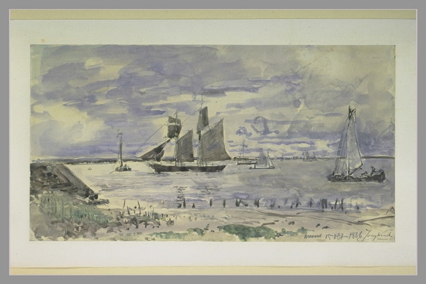 Johan Barthold Jongkind - Flotille de bateaux à l'entrée d'Anvers