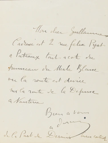 André Derain - Correspondance manuscrite : André Derain à Paul [?] Guillaume [?]