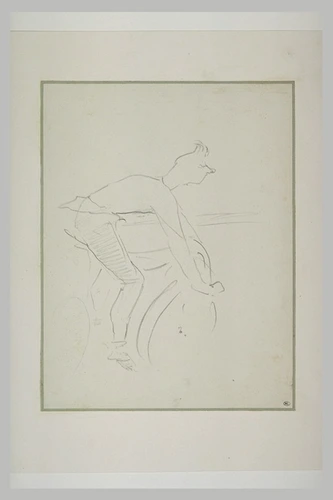 Henri de Toulouse-Lautrec - Coureur cycliste, les bras tendus sur le guidon surb...