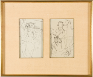 Pierre Bonnard - Page d'étude avec personnages, chevaux et cavaliers et jambes
