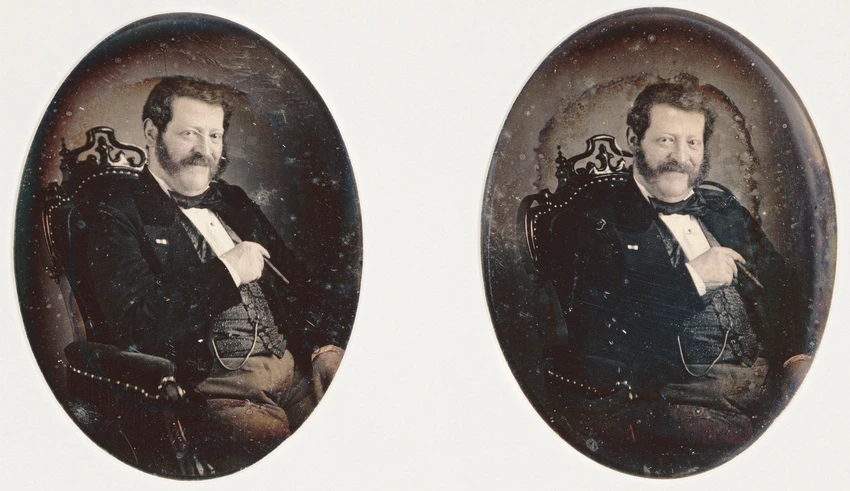 Anonyme - Portrait d'homme assis avec favoris et moustache