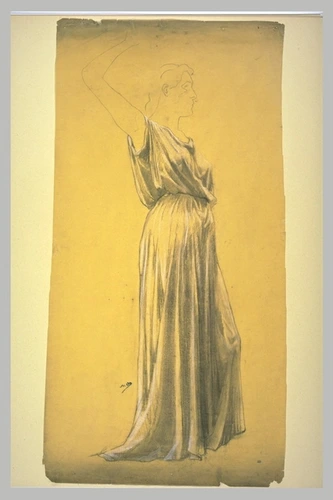 Alphonse Osbert - Etude de draperie pour une femme debout
