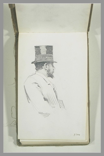 Charles Giron - Portrait d'homme, en buste, coiffé d'un chapeau