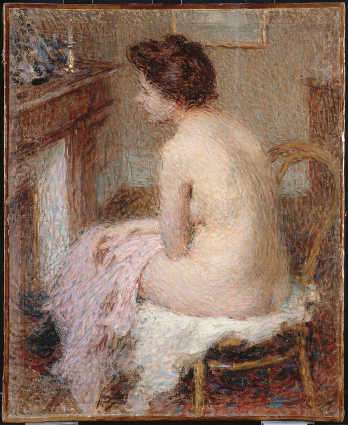 Ernest Laurent - Femme assise se chauffant