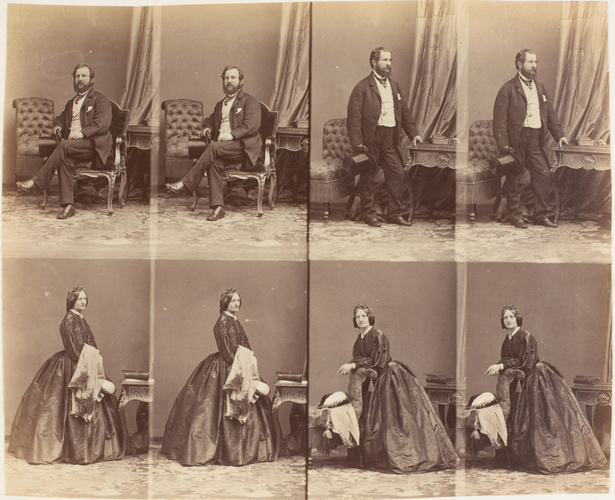 André Adolphe Eugène Disdéri - M. et Mme. Barrows en huit poses, quatre monsieur...