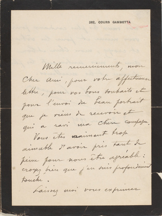 Louis Lumière - Remerciements après décès pour une photographie du disparu, sign...