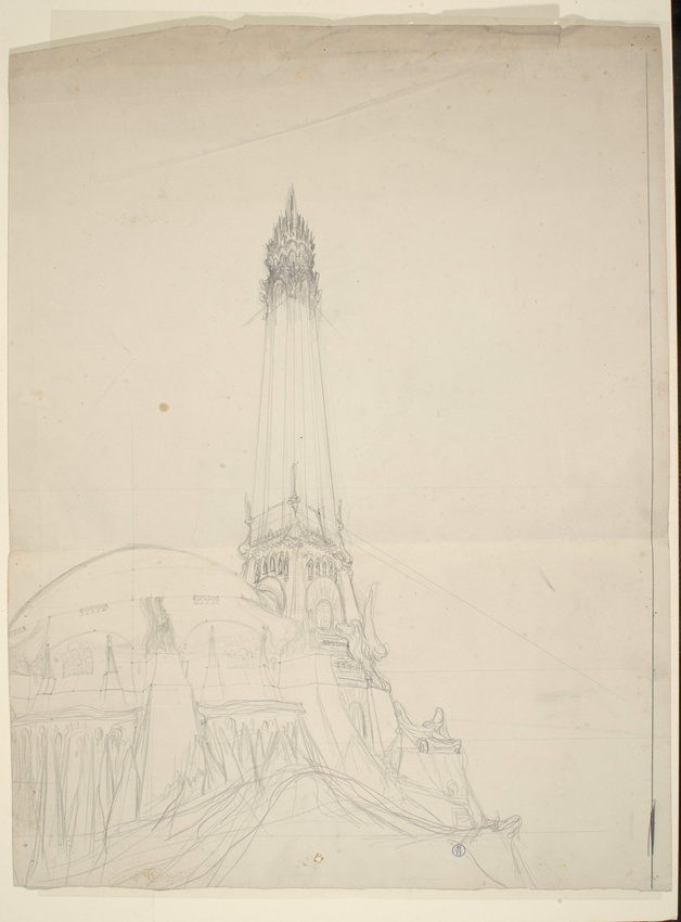 François Garas - Temple à la Pensée, dédié à Beethoven, vue perspective depuis l...