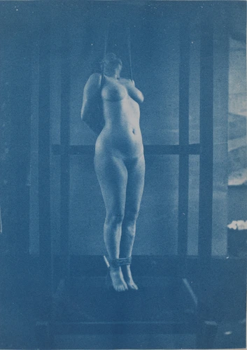 Femme nue trois-quarts face, attachée, suspendue - Charles-François Jeandel