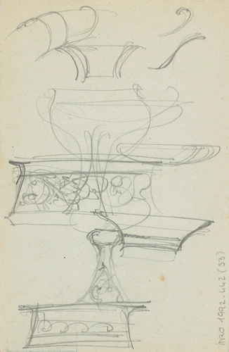Auguste Delaherche - Croquis de vases et coupes (recto et verso)