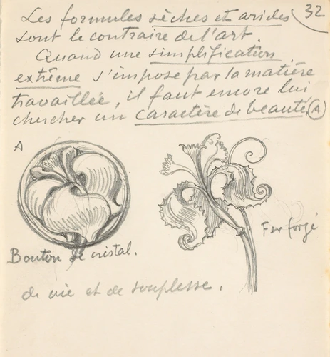 Eugène Grasset - Fleurs de lys adaptées à un bouton de cristal et à un motif en ...