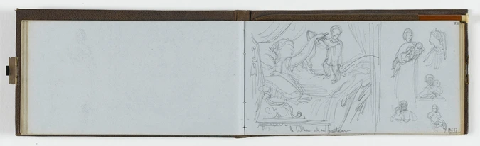 William Bouguereau - Etudes de femme avec enfant et annotations manuscrites