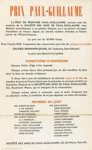 Anonyme - Affiche : Prix Paul-Guillaume