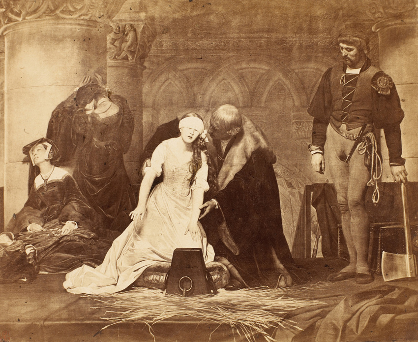 Fig. 13. Robert J. Bingham. L’Exécution de Lady Jane Grey, tableau de Paul Delaroche. Œuvre de Paul Delaroche reproduit en photographie.