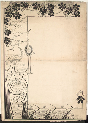 Michel Liénard - Encadrement de page composé dans le haut d'un motif végétal, su...