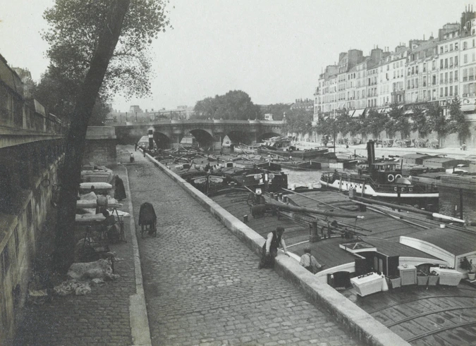 Charles Augustin Lhermitte - Paris, un quai, le Pont-Neuf et l'île de la Cité