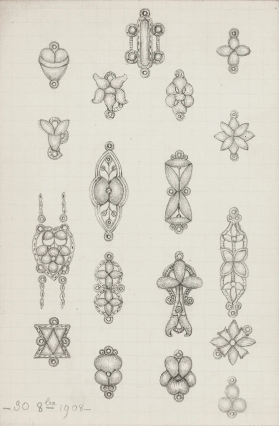 Enguerrand du Suau de la Croix - Pampilles à motif floral, de coeur, géométrique