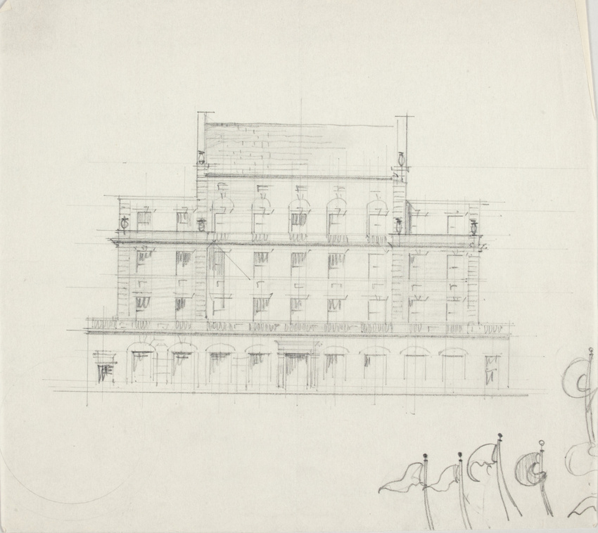 Di Martino, Gabriel Angelo - Elévation d'une façade à quatre niveaux, études de ...