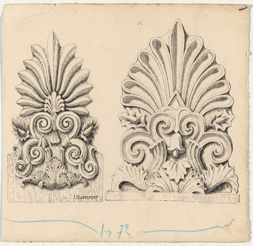 Jules Passepont - Planche de deux motifs de palmettes en relief