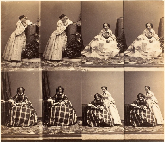 Vicomtesse de Villemotte et une femme, en huit poses, quatre seule, deux avec la femme et deux de la femme seule - André Adolphe Eugène Disdéri