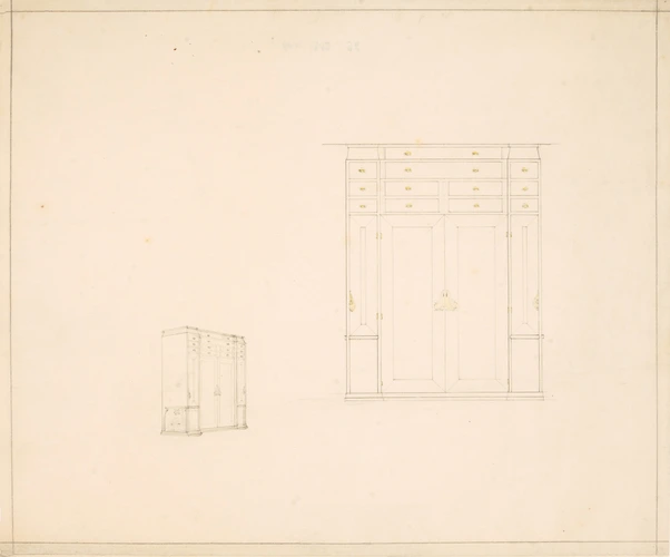 Henry Van de Velde - Projet d'armoire, deux dessins
