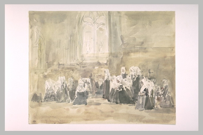 Eugène Boudin - Bretonnes dans une église