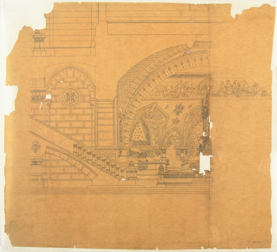 Hector Guimard - Beaux-arts : concours Rougevin, Une chapelle des fonds baptisma...