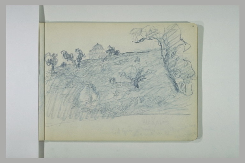 Lucien Lévy-Dhurmer - Deux femmes voilées dans la campagne prés d'un bâtiment av...