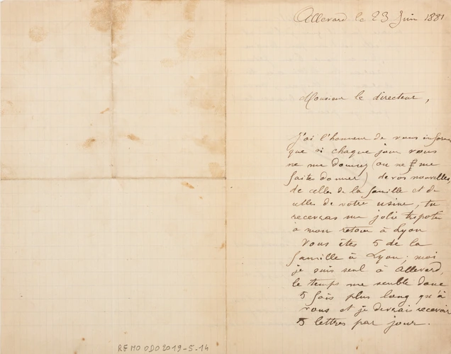 Auguste Lumière - Lettre manuscrite d'Auguste Lumière à Louis Lumière ("Monsieur...