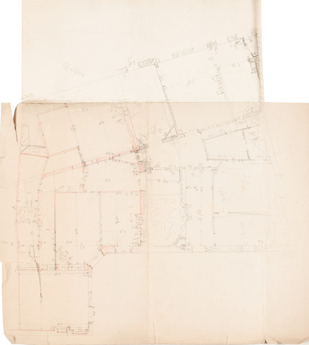 Victor Baltard - Plan côté d'une construction sur parcelle trapézoïdale