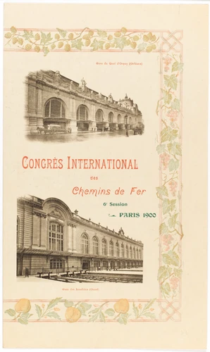 Menu du banquet du Congrès international des Chemins de fer, Paris, 1900 - Anonyme