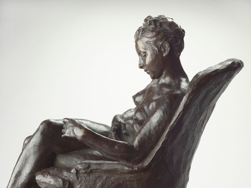 Aimé Jules Dalou - Femme nue lisant dans un fauteuil
