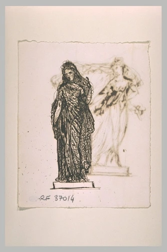 Eugène Guillaume - Femme drapée, debout, sur un socle
