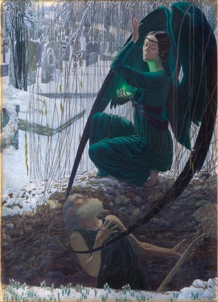 La Mort et le fossoyeur - Carlos Schwabe | Musée d'Orsay