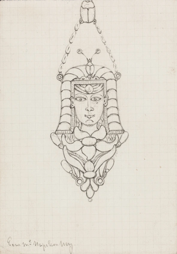 Pendentif Vintage En Or De Tolède Damascène - Motif Tête égyptienne Doré Et Noir - Réf. F4