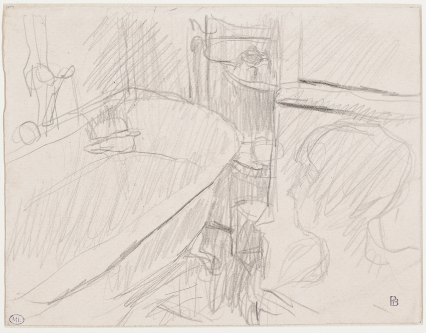 Pierre Bonnard - Intérieur de salle de bains, une tête de femme tournée vers la ...