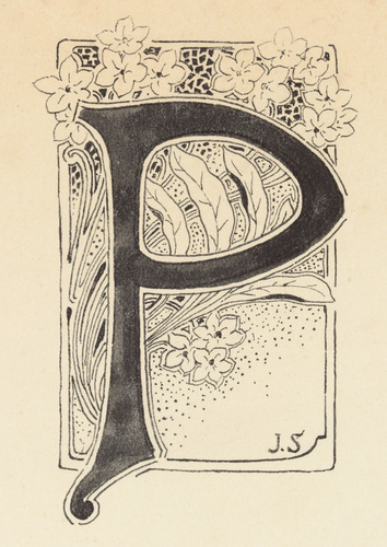Anonyme - Planche de neuf lettres ornées, lettre P ornée de motifs végétaux