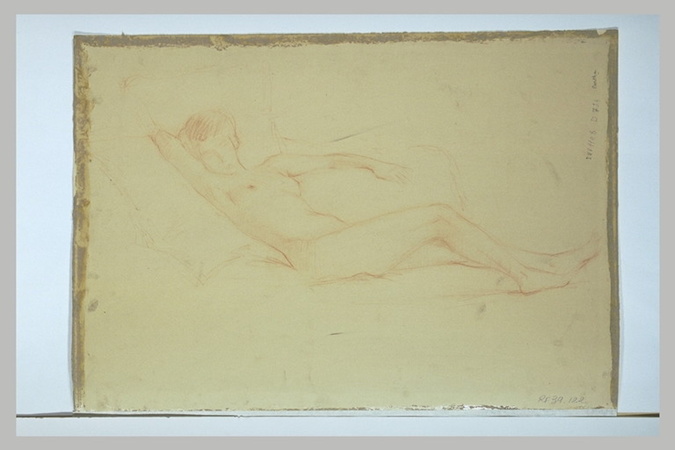 Maurice Berthon - Femme nue sur un lit, le bras droit replié derrière la tête