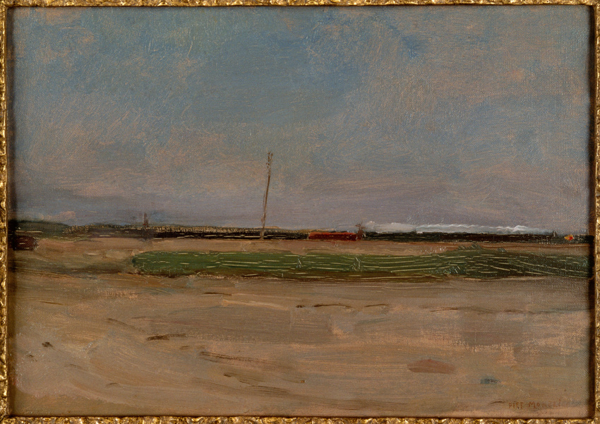 Piet Mondrian - Paysage de polder avec un train à l'horizon