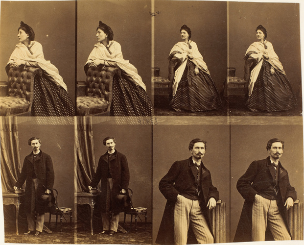 André Adolphe Eugène Disdéri - Mr et Mme Hennezel en huit poses, quatre de madam...