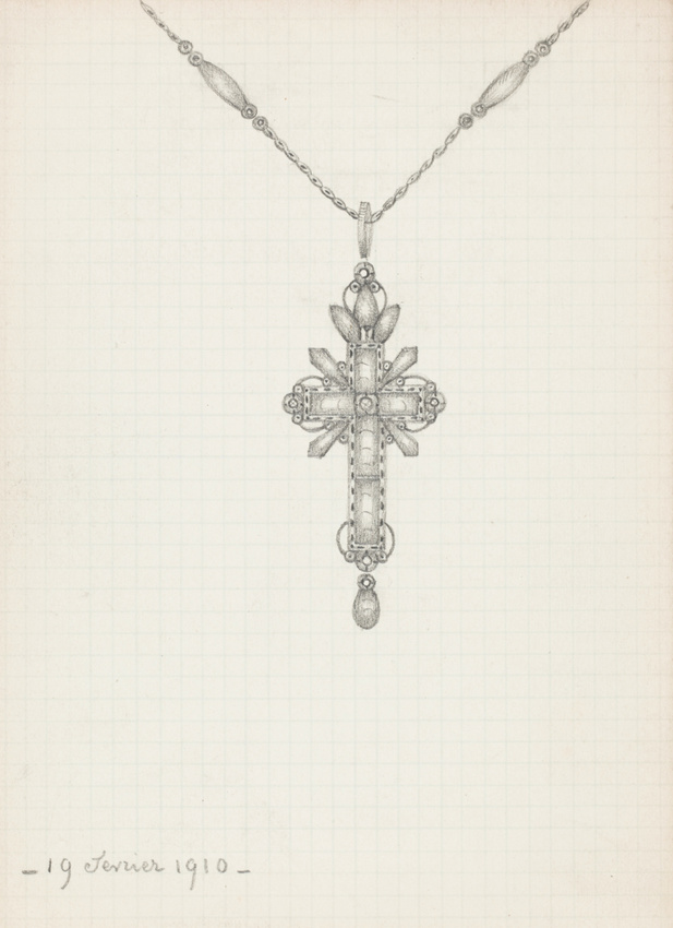 Enguerrand du Suau de la Croix - Croix pendentif à motif floral et géométrique, ...