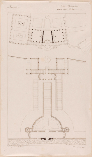 Edouard Villain - Plan de la Villa Farnesiana, mont Palatin, Rome, d’après Perci...